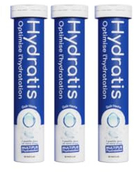HYDRATIS - Pastilles Hydratation Electrolytes - Neutre - Améliore l'Hydratation et Favorise l'Énergie - Formule Isotonique - Sport, Récupération, Bien-être - 3 tubes (60 Pastilles)