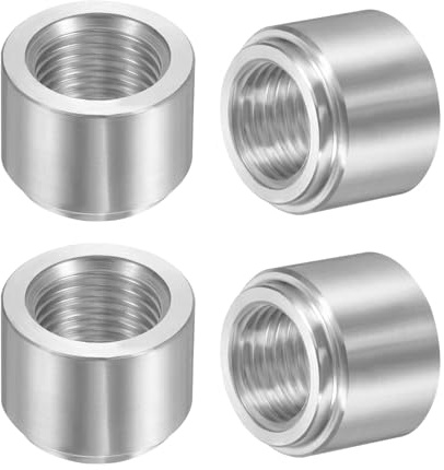 sourcing map 4 raccordi a saldare NPT femmina da 1/4, diametro esterno 1,9 cm. x 1,5 cm lunghezza in alluminio NPT femmina a saldare su tappo a gradino, colore argento