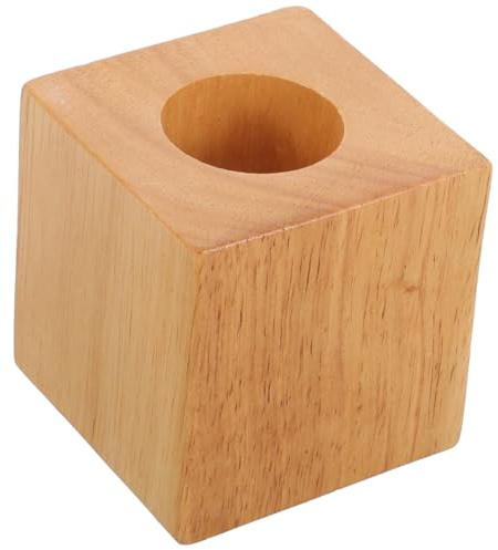 Ciieeo Small Square Solid Wood Table Lamp Base E27 Socket Wooden Desk Lamp Base Replacement Natural Wood Finish Compatible for Home Office