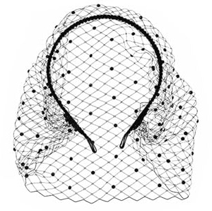 Shirene - Diadema de velo negro con encaje de estilo vintage para fiesta de boda, elegante diadema para fiesta de graduación, accesorio para el cabello de Halloween