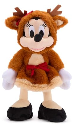 Disney Store Official Minnie Mouse Reindeer Holiday Plush - 15 Inch Christmas Plush Toy in Reindeer Suit with Sparkling Bow - Disney Stuffed Animals for Boys and Girls