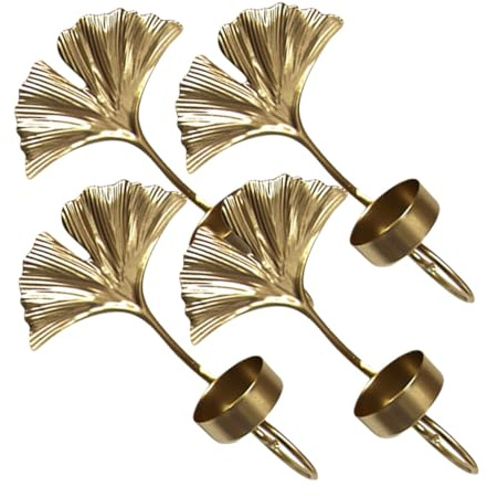 Uonlytech 4 Piezas Candelabros de Pared de Metal con Diseño de Dorada Soporte para Velas Decorativo y Montado Pared para Salón Dormitorio y Decoración Mural Elegante