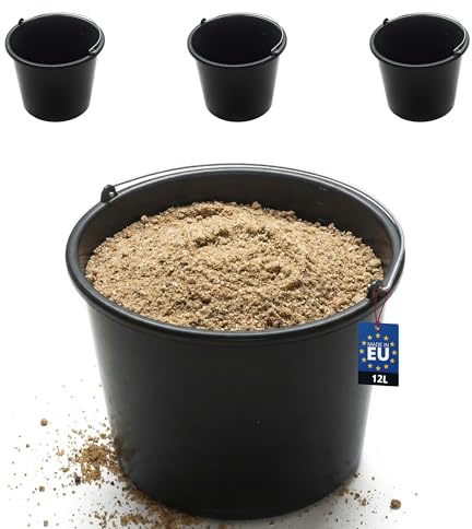 BAKOKI Set di 3 secchi per malta da 12 l, in LDPE riciclato con archetto in metallo e scala interna – secchio per cemento, secchio per cemento, secchio per tacchino e secchio per acqua per cantiere