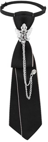 Haohai Cravate noire pour femme, cravate pré-nouée pour femme avec strass, cravates ajustables pours femme, cravates à clip pour femmes pour un usage quotidien, les soirées ou le travail (noir)