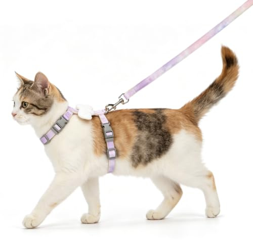 Nobleza Arnés y Correa para Gatos, Arnés de Pecho Ajustable con Alas de Ángel de Peluche, Diseño de Hebilla de Liberación Rápida y Clip de Metal, Juego de Arnés Cómodo para Gatos y Cachorros