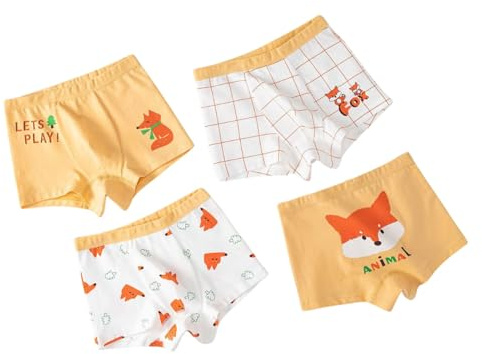 Mutande Bambino, Slip Bimbo Intimo per in Cotone Pettinato Traspirante in Puro Cotone Intimo per Ad Angolo Piatto per Pantaloni a Quattro Angoli 4 Pezzi (Yellow 4-5 Anni)
