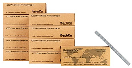 PraxxisPro Powerhouse Premium Staples, 26/6, Full-Strip Chisel Pointed Staples, 2 to 45 Sheets, for Powerhouse Electric Stapler and All Standard Staplers - for Office and Home Use (50,000)