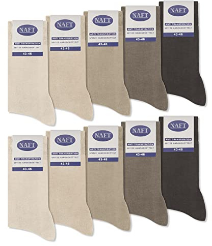 sockenkauf24 10 paires de chaussettes habillées pour femmes et hommes 100% coton sans couture et sans bandes élastiques désagréables (39-42, 6 x Beige | 2 x Vert olive | 2 x marron)