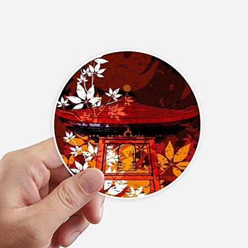 DIYthinker Japan Japanese Style Leaves Pavilion Round Stickers 10Cm Wall Suitcase Laptop Motobike Decal 8Pcs