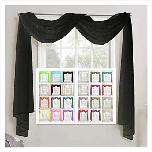 Megachest TAILORED VOILE WINDOW SCARF PELMET (black, 56X197X1 Panel)