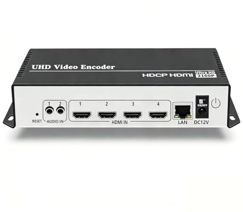 Multi-channel 4K HDMI to IP Network Video Stream Encoder Hardware Supports HTTP RTSP RTMPS UDP HLS SRT Multicast Protocols, Compatible with Streaming Servers such as OBS, Vmix, YouTube, Facebook Live