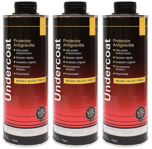 Protector antigravilla color negro 1 litro por unidad. protector bajos de coches pasos de rueda, 3 unidades