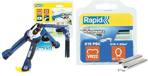 RAPID, 23468100, Pince à Grillage, avec Chargeur rapide, FP222 5-11 mm Vert & 40108801 VR22 Galva, Gris, 215 pièces