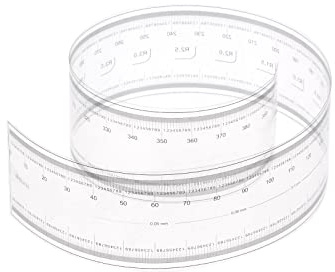 sourcing map Película Flexible Regla 40cm 0.1mm Escala con R Ángulo y Ancho Líneas PET Plástico Plegable Recta Regla Calibración Suave Regla Medición Herramienta para Fábrica, Transparente