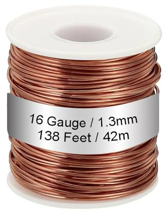 PATIKIL 99.9% Soft Copper Wire, 16 Gauge/1.3mm Diameter 138 Feet/42m 1.1 Pound Spool Pure Copper Wire for Jewelry Making Beading Garden Plants