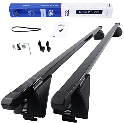 DGH SYSTEM Kompletter Stahl-Dachträger Relingträger Easy Line Advanced 120 cm kompatibel mit Skoda Octavia II Kombi 2008-2012 mit offener Dachreling, abschließbar, Nutzlast 90 kg