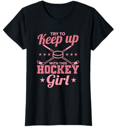 Tee-Shirts Graphiques de Joueur de hockey Filles - Fille de hockey sur glace T-Shirt Noir Femme X-Small Sports Uni Manche courte Col rond T-Shirt