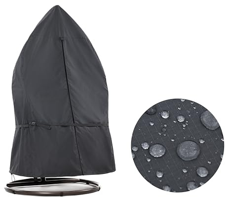 F&J Outdoors Housse imperméable pour chaises Rondes de Jardin, pour chaises suspendues de Patio, Chaise balançoire de Balcon, 114x178cm, Housse avec Fermeture éclair, Gris, Robuste