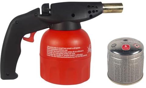 Paluplus Lampada per Saldatura Multiuso a Gas con Cartuccia da 190 Gr, Accensione Automatica Piezo, Saldatore per brasatura di rame e stagno, Kit Pronto All'Uso, Potenza 1,76Kw -TYPH