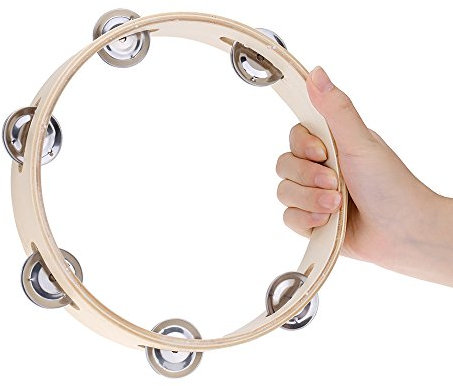 YIWEOG 8 Handheld Holz Schellenring Glocke mit Metall Einzelne Zeile Klingeln und Holzqualität Pädagogisches Musikalisches Schlagzeug für Party Tanz Games