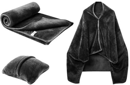 Yumneo Reisedecke, Flugzeug, Reisekissen, Decke, leicht, Flanell, Reisedecke, warme Reisedecke für Reisen