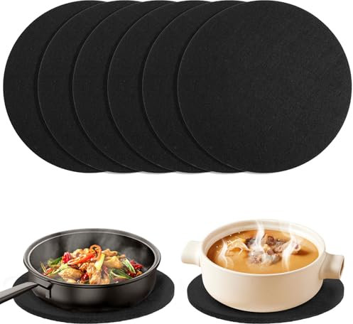 6 Stück Filzuntersetzer Rund 20 cm, 5 mm Dicke Glasuntersetzer, Hitzebeständige, rutschfeste Runde Filzuntersetzer für Blumentöpfe, Gläser, Eisentöpfe