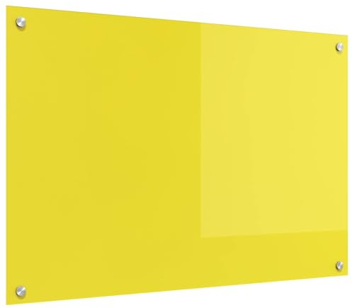 vidaXL Küchenrückwand Gelb 90 x 60 cm Gehärtetes Glas, Moderne Küchenrückwand, langlebiger hitzebeständiger Glas-Schutz, schlankes Upgrade für den Kochbereich, minimalistisches Schutzpanel