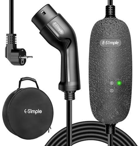 E-S1mple Chargeur Voiture Electrique 3,68kw, 5M, EV Chargeur Type 2 16A avec Voyant LED, Cable Recharge Voiture Electrique 16A Compatible avec EV/Phevs