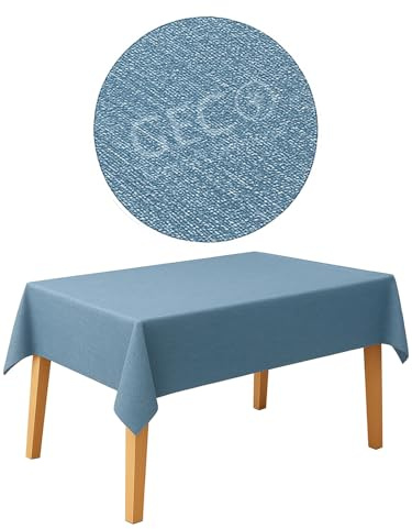 GECO Green ECOmmerce Tovaglia Rettangolare Impermeabile 120x160 cm, Antimacchia Lavabile, Plastificata Effetto Tessuto, Retro Felpato Antiscivolo, Ideale per uso Interno ed Esterno (120x160 Blu)