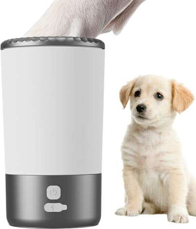 Pulitore per zampe di cane, lavapiedi per animali domestici, dispositivo elettrico per la pulizia delle zampe, 9,5 x 10 cm, setole in silicone morbido, rotazione delicata portatile per cani, gatti
