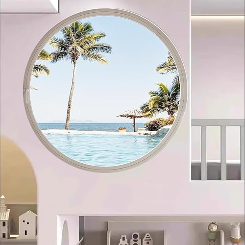 Finestra per capannone in Vetro temperato Girevole a 360°, Finestra oblò Rotonda in Lega di Alluminio, Finestra di Ricambio per seminterrato per capannoni, Bagno e pollaio (Bianca, 80 cm/31