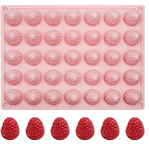 Moldes de silicona 3D mini frambuesas, 35 bandejas para hornear frambuesas para decorar chocolate, caramelos, gelatina, galletas y pasteles