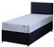 3FT Single Black Fabric Divan Bed Set Including Deep Quilt Mattress And Headboard