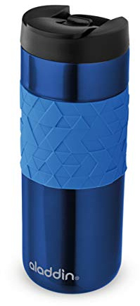 Aladdin Easy-Grip Leak-Lock Technology Mug 0.47L Blau – Auslaufsicherer Deckel - Edelstahlbecher mit Doppelwandiger Vakuumisolierung - Hält 4 Stunden Heiß - BPA-Frei - Spülmaschinenfest