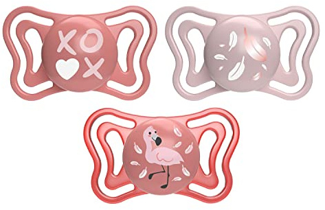 PhysioForma Light Baby Dummy with Silicone Teat for 6-16 Months, Lightweight and Breathable, Ergonomic Shape, Supports Physiological Breathing and Proper Development of the Mouth, Pink, 2