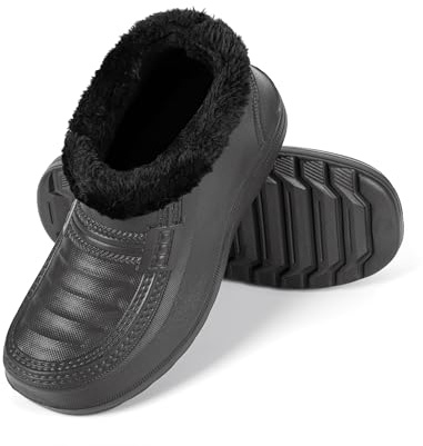 HEYO Stivali di gomma unisex foderati Zoccoli invernali leggeri EVA da giardino, Nero , 46 EU