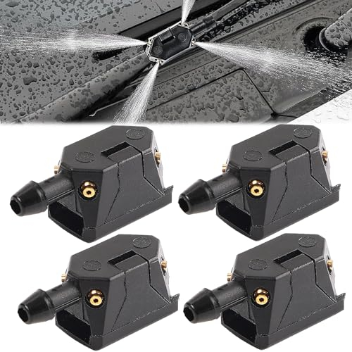 Begpoee 4 Piezas Ugelli Lavavetri Parabrezza, Ugello Lavavetri Universale, Ugelli Lavavetri 4 Fori Adatti, Ugelli Spruzzatori Tergicristallo, Per Bracci Tergicristalli Da 8 mm 9 mm(Nero)