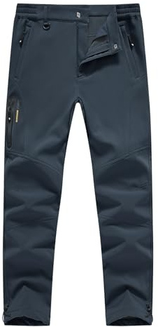 Rdruko Men's Snow Ski Pants - Waterproof Insulated Winter Hiking Snowboard Softshell Fleece Lined Pants (Cold Grey, 32)