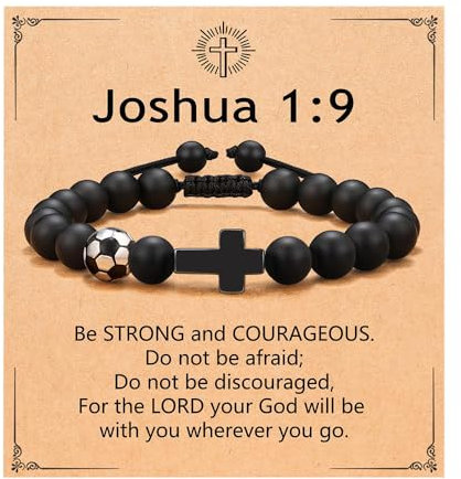 Christian Gifts for Men, Men Gifts,Baptism Christian Football Gift for Boys,Football Stuff, Christening Present for Boys,Cross Bracelet,Religiou Inspirationa Cheer Up Gift,Soccer Cross Bracelet