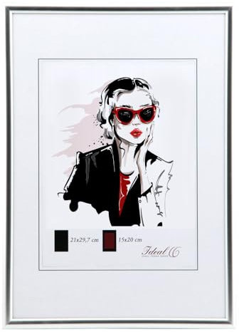 KM FOTO Moderner Glas Bilderrahmen NLS aus Kunststoff Perfekt für Fotos, Poster und Wanddeko Collage Design: Farbe: Silber | Format: 50x70