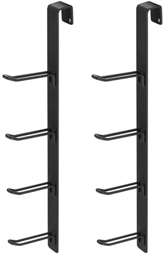 2 STK vertikaler Türhaken zum Einhängen, Türgarderobe zum Einhängen, Schwarz Kleiderhaken Tür Einhängen, Platzsparende Türhakenleiste zum Einhängen Aufhänger für Handtücher Kleiderbügel, 31.2cm