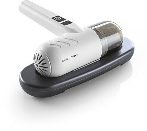 CLEANmaxx Aspiradora de mano con batería y ácaros, limpiador de colchones con luz UV-C, destruye el 99,9% de todos los ácaros, incluye filtro EPA y depósito de polvo de 120 ml, ideal para alérgicos