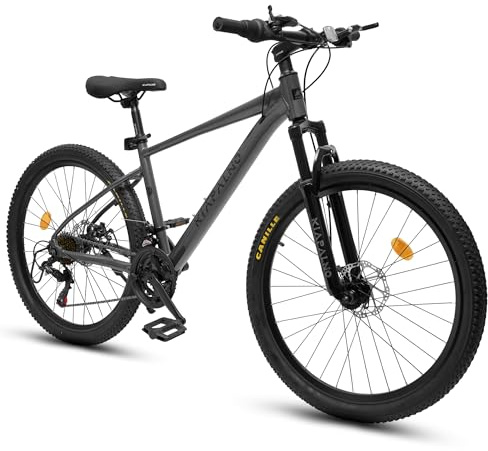 Ecarpat 26 Inch Boys Mountain Bike, Aluminum Frame 21 Speeds Mens Mountain Bike with Disc Brakes and Front Suspension, Sport Bicycle for School Work Short Trip Camping, Summer Gift for Boys and Men