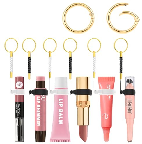 WK IEASON Lip Balm Holder Keychain, Small Christmas Gifts Stocking Stuffers for Teen Girls Women, Spring O Ring Lipstick Holder for Chapstick,Burt's Bees,KAHI,LANEIGE,Clinique Sleeves Lip Gloss Holder