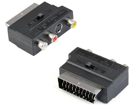 RHINORO 2-Pack, SCART to S-Video RCA Adapter, In/Out Switch, Compatible with PS4, DVD, TV, Retro Consoles, UK