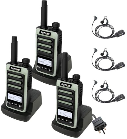 Retevis RB666S Walkie Talkies with Fast Charging and LCD Screen,3-Pack | Rechargeable Two-Way Radios with Earpiece, Flashlight, Lightweight Design, Ideal for School, Camping and Outdoor Use