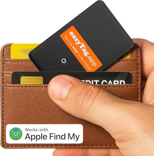 easyTag Plånbok Tracker Card (Endast Apple) - Smal Uppladdningsbar Plånbok Tracker-Kort & Bagagetracker Enhet, Locator För Plånbok, Smart Tagg Spårningskort Kompatibel med Apple Find My App