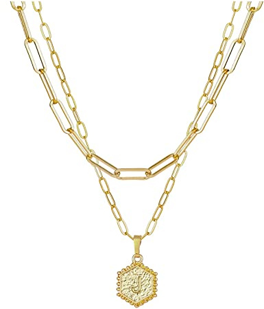 Kvinnor Halsband Hängen för Patrck Day Sexiga Halsband Bokstäver Guld 26 Hänge Klipp Pappersform Kvinna Hexagon Dubbel & Initial med