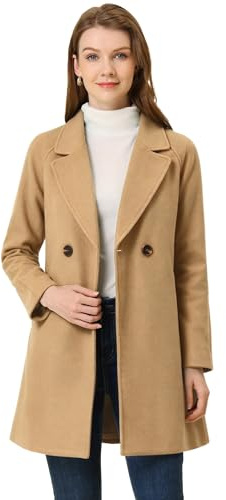 Allegra K Trench-coat raglan à double boutonnage revers pour femme Costume d'Halloween Kaki S