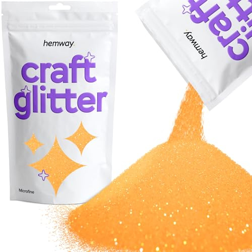 Hemway Craft Glitter Fluorescent UV Neon Orange 100g Microfine Glitter | for Crafts, Resin, Cosmetic, Nail, Face, Body, Festival, Tumblers, Art, Candle, Crafting